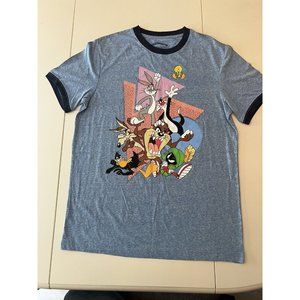 Men's Vintage T-shirt Looney Tunes Characters Cartoon Gray Classic Tee